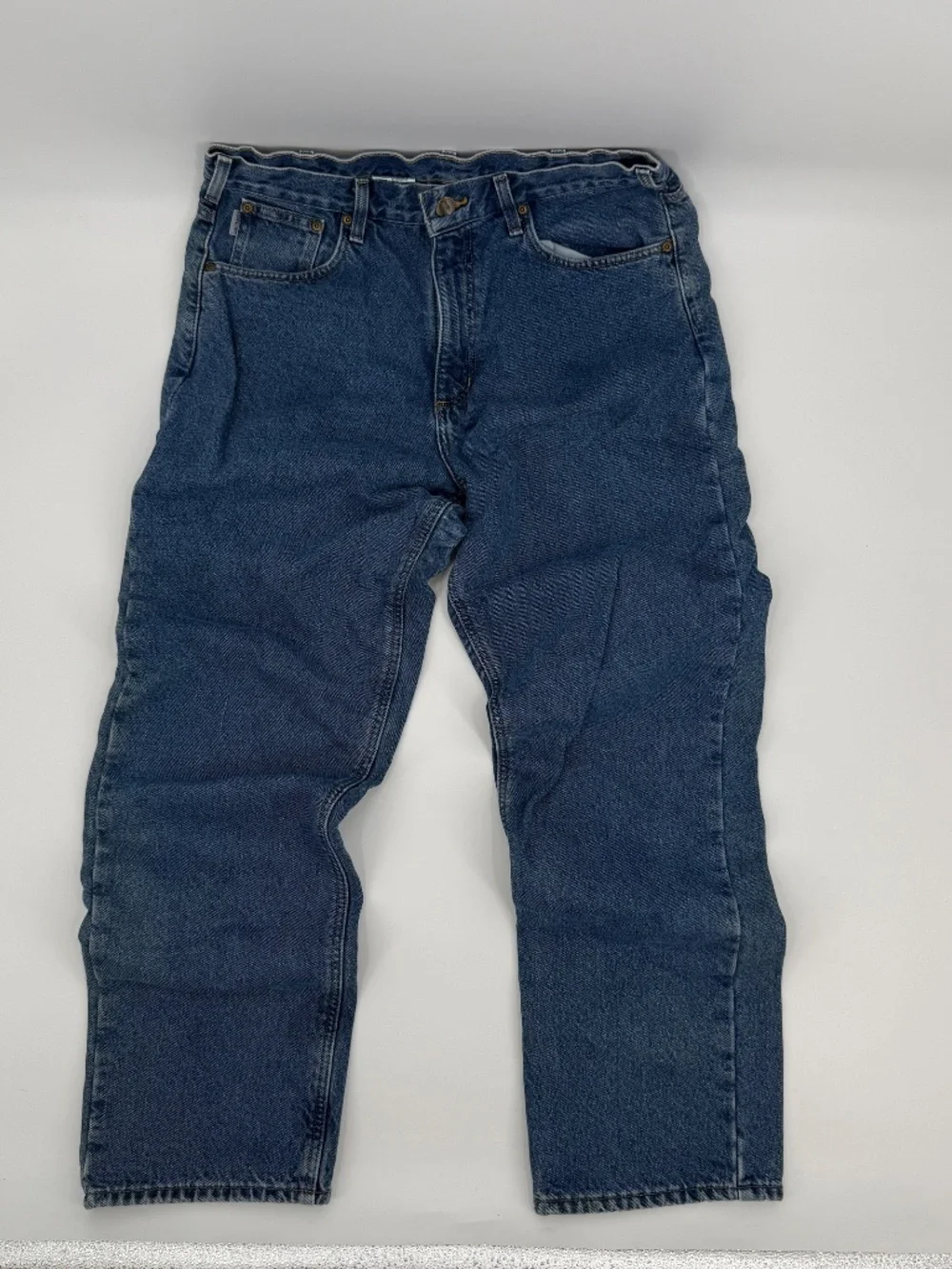 Carhartt B172 DST Flannel Lined Denim Jeans 34x32 Dark Stone Relaxed  Workwear